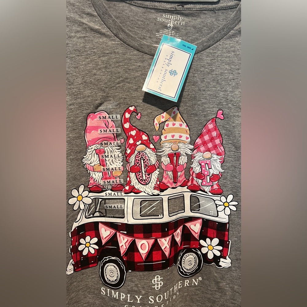 Simply Southern Gray Tee with Pink and Red Accents